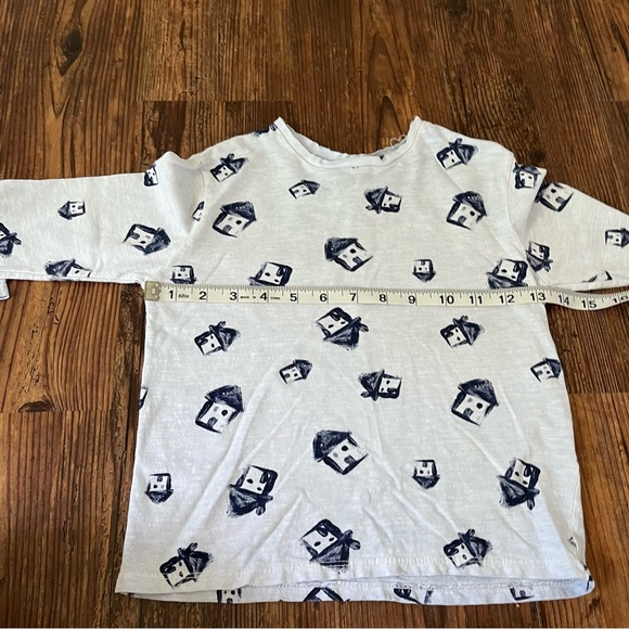 Zara Baby Boy Watercolor House Long Sleeve Blue Shirt Size 3/4 Years - Picture 3 of 8